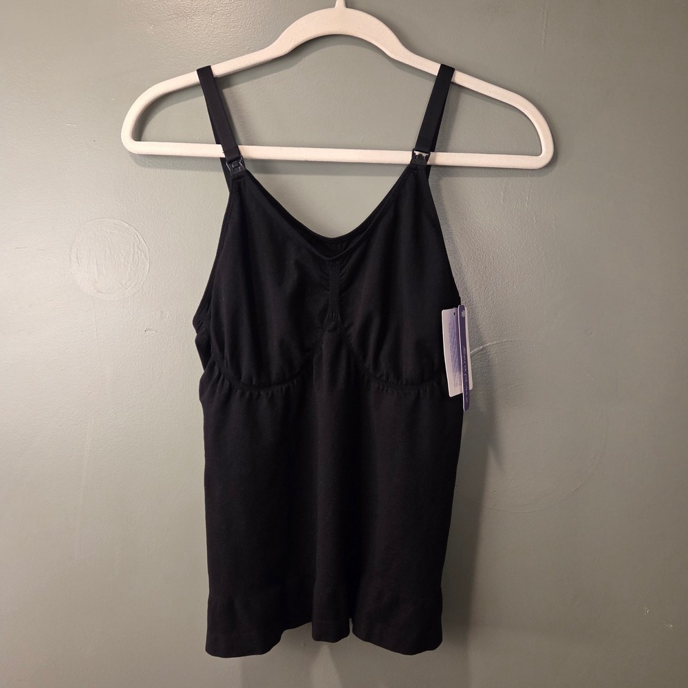 NEW Seraphine Seamless Nursing Tank Top Bamboo Post Maternity Vest Black Size L